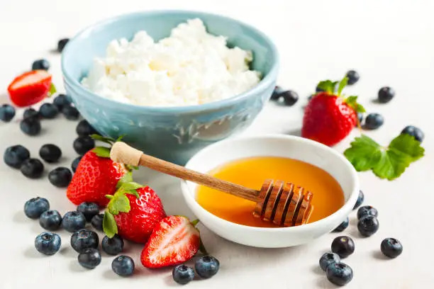 10 Quick and Healthy Breakfast Recipes to Kickstart Your Day fresh cottage cheese, honey and berries for healthy eating